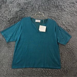Silk Lore Blouse Womens 1X NWT Silk Blend Vneck Top
